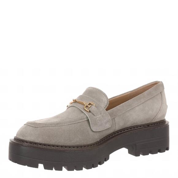 NEW SAM EDELMAN women's lea platform loafer in grey - Picture 4 of 5